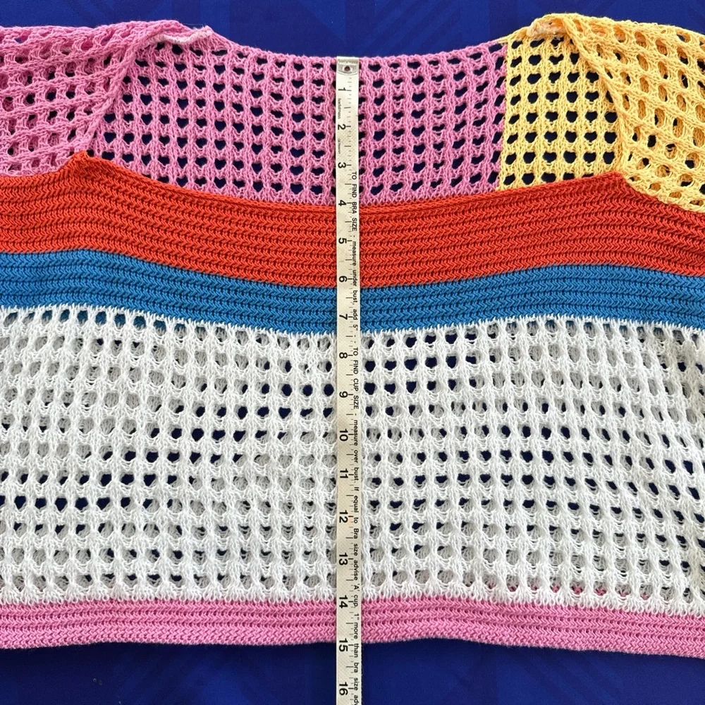 Y2K Colorblock Knit Cropped Sweater - Picture 5 of 6